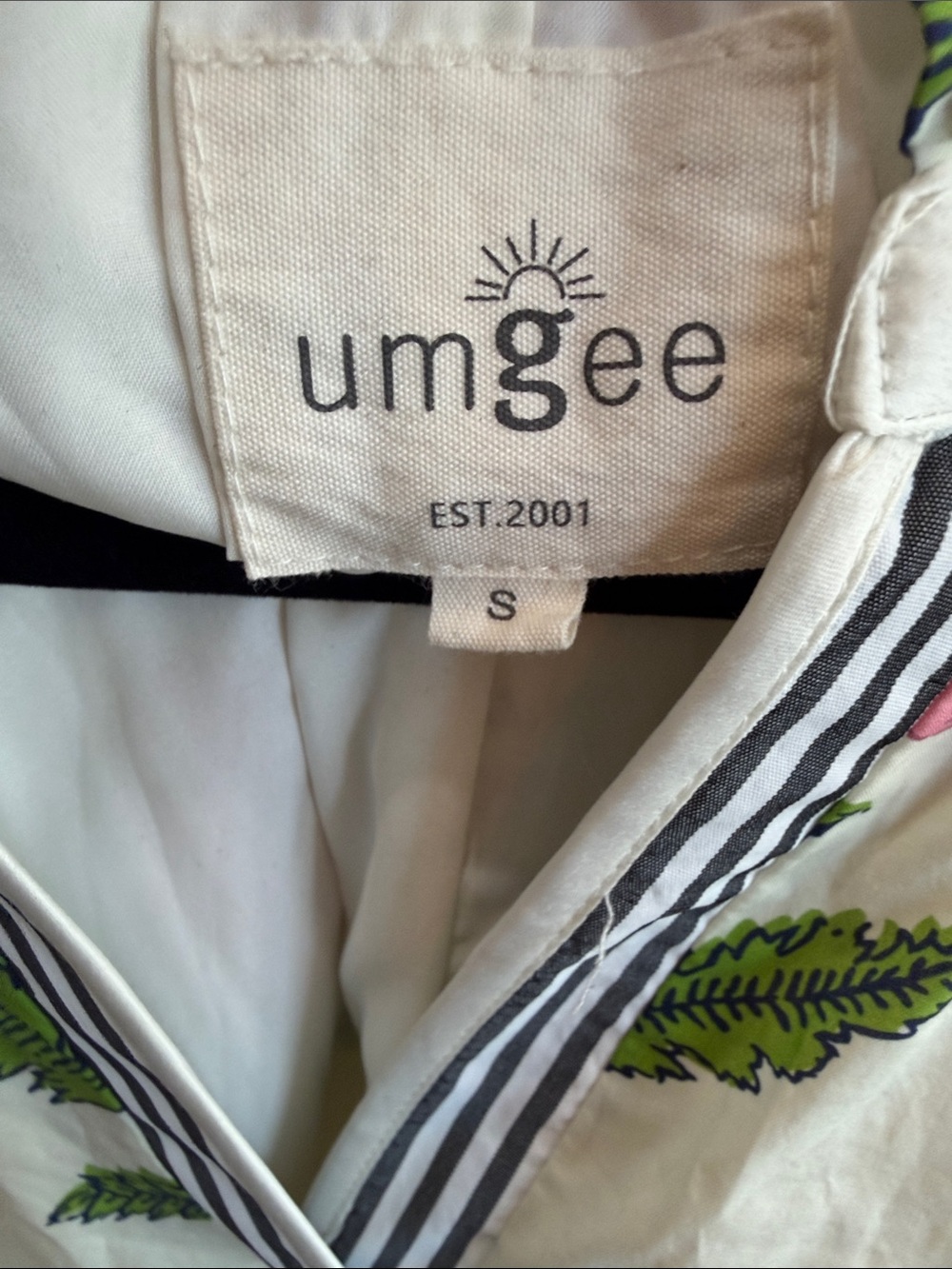 Umgee Cream Mini Dress with Pink Floral Print and Green Leaves - Picture 3 of 7